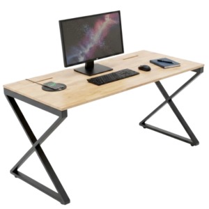 Bàn Làm Việc Gỗ Cao Su Có Hộp Điện Tiện Lợi