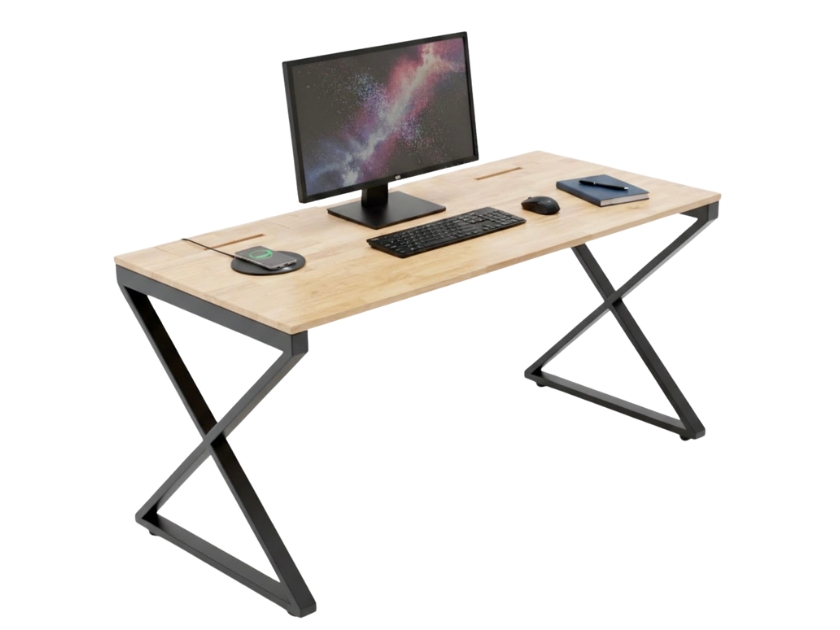 Bàn Làm Việc Gỗ Cao Su Có Hộp Điện Tiện Lợi